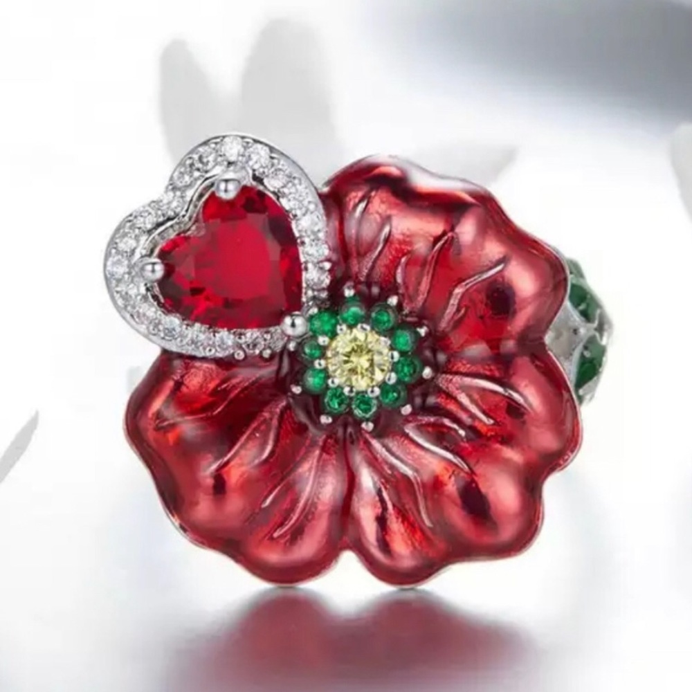 🔴 Heart Shaped rhinestone ring. - Picture 5 of 8